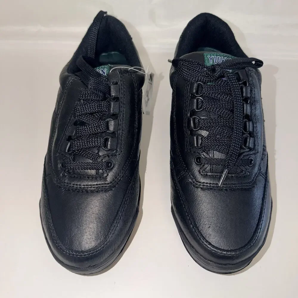 Yukon Mens Vista Walker Black Leather Walking Hiking Shoes Size 8.5M Brand New